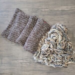 Lorenzo ✦ Italian Wool Long Scarf ✦ Neutral Earth Tone Fringe Soft Winter Wrap